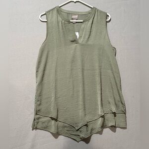 Chico's Sleeveless Tank Top Blouse Asymmetrical Hem Green Size 1